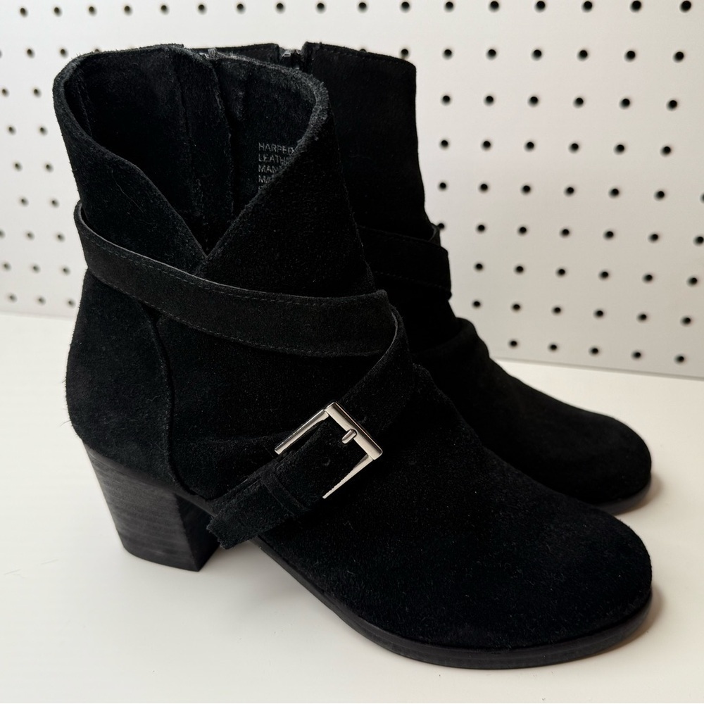Anthropologie Matisse Harper Black Suede Leather Ankle Boots Women’s 7M Side Zip - Picture 6 of 16